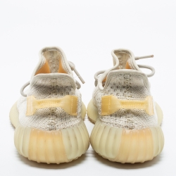 Pre Owned Yeezy x Adidas Off-White Knit Fabric Boost 350 V2 Light Low-Top Sneakers Size 38 2/3
