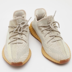 Pre Owned Yeezy x Adidas Beige/Grey Knit Fabric Boost 350 V2 Citrin Sneakers Size 48