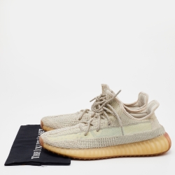 Pre Owned Yeezy x Adidas Beige/Grey Knit Fabric Boost 350 V2 Citrin Sneakers Size 48
