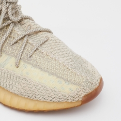 Pre Owned Yeezy x Adidas Beige/Grey Knit Fabric Boost 350 V2 Citrin Sneakers Size 48