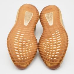 Pre Owned Yeezy x Adidas Beige/Grey Knit Fabric Boost 350 V2 Citrin Sneakers Size 48