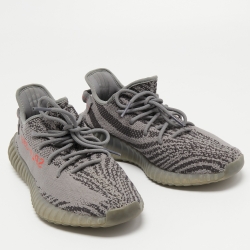 Pre Owned Yeezy x Adidas Grey Knit Fabric Boost 350 V2 Beluga Sneakers Size 44 2/3