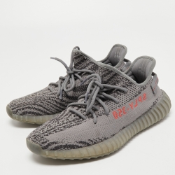 Pre Owned Yeezy x Adidas Grey Knit Fabric Boost 350 V2 Beluga Sneakers Size 44 2/3