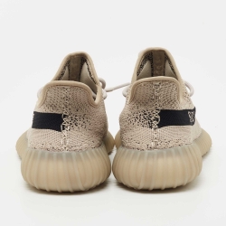 Pre Owned Yeezy x Adidas Grey/Black Knit Fabric Boost 350 V2 Slate Sneakers Size 41 1/3 