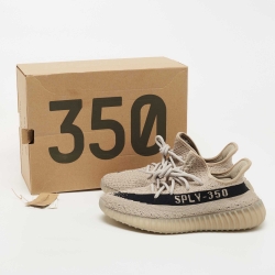 Pre Owned Yeezy x Adidas Grey/Black Knit Fabric Boost 350 V2 Slate Sneakers Size 41 1/3 