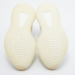 Pre Owned Yeezy x Adidas White Fabric Boost 350 V2 Triple White Sneakers Size 39 1/3