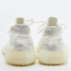 Pre Owned Yeezy x Adidas White Fabric Boost 350 V2 Triple White Sneakers Size 39 1/3