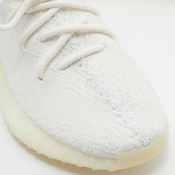 Pre Owned Yeezy x Adidas White Fabric Boost 350 V2 Triple White Sneakers Size 39 1/3