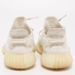 Pre Owned Yeezy x Adidas White Knit Fabric Boost 350 V2 Triple White Sneakers Size 42 2/3