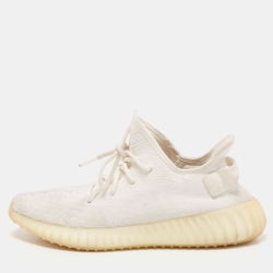 Yeezy x Adidas White Knit Fabric Boost 350 V2 Triple White Sneakers Size 42 2/3