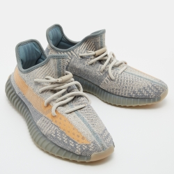 Pre Owned Yeezy x Adidas Blue/White Knit Fabric Boost 350 Israfil Sneakers Size 41 1/3