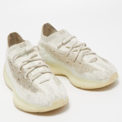 Pre Owned Yeezy x Adidas White/Beige Knit Fabric Boost 380 Calcite Glow Sneakers Size 40 2/3