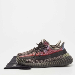 Pre Owned Yeezy x Adidas Black Knit Fabric Boost 350 V2 Yecheil Sneakers Size 43 1/3
