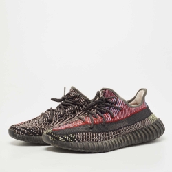 Pre Owned Yeezy x Adidas Black Knit Fabric Boost 350 V2 Yecheil Sneakers Size 43 1/3