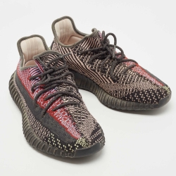 Pre Owned Yeezy x Adidas Black Knit Fabric Boost 350 V2 Yecheil Sneakers Size 43 1/3
