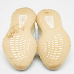 Pre Owned Yeezy x Adidas Light Blue/White Knit Fabric Boost 350 V2 Cloud White Sneakers Size 43 1/3