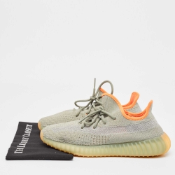 Pre Owned Yeezy x Adidas Green Knit Fabric Boost 350 V2 Desert Sage Sneakers Size 43 1/3