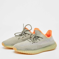 Pre Owned Yeezy x Adidas Green Knit Fabric Boost 350 V2 Desert Sage Sneakers Size 43 1/3