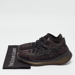 Pre Owned Yeezy x Adidas Black Knit Fabric Boost 380 Onyx Sneakers Size 42