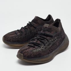 Pre Owned Yeezy x Adidas Black Knit Fabric Boost 380 Onyx Sneakers Size 42