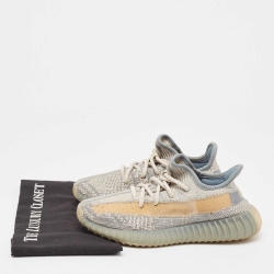 Pre Owned Yeezy x Adidas Grey/White Knit Fabric Boost 350 V2 Israfil Sneakers Size 36 2/3