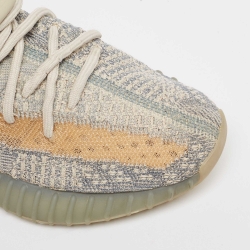 Pre Owned Yeezy x Adidas Grey/White Knit Fabric Boost 350 V2 Israfil Sneakers Size 36 2/3