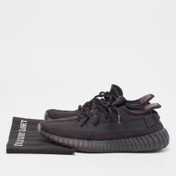 Pre Owned Yeezy x Adidas Black Knit Fabric and Mesh Boost 350 V2 Onyx Sneakers Size 43 1/3