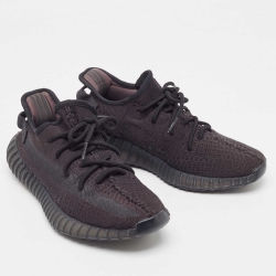 Pre Owned Yeezy x Adidas Black Knit Fabric and Mesh Boost 350 V2 Onyx Sneakers Size 43 1/3