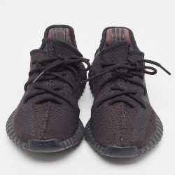 Pre Owned Yeezy x Adidas Black Knit Fabric and Mesh Boost 350 V2 Onyx Sneakers Size 43 1/3