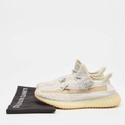 Pre Owned Yeezy x Adidas Grey Knit Fabric Lundmark Boost 350 V2 Non-Reflective Sneakers Size 39 1/3