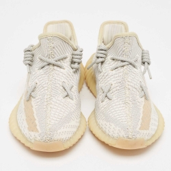 Pre Owned Yeezy x Adidas Grey Knit Fabric Lundmark Boost 350 V2 Non-Reflective Sneakers Size 39 1/3