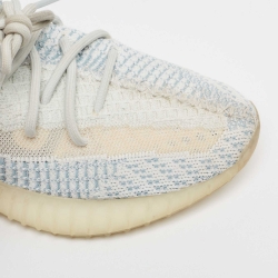 Pre Owned Yeezy x Adidas Blue/White Knit Fabric Boost 350 V2 Cloud White Non-Reflective Sneakers Size 40