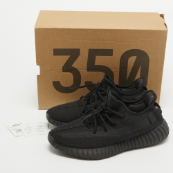 Pre Owned Yeezy x Adidas Black Knit Fabric Boost 350 V2 Onyx Sneakers Size 42