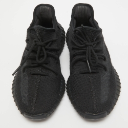 Pre Owned Yeezy x Adidas Black Knit Fabric Boost 350 V2 Onyx Sneakers Size 42