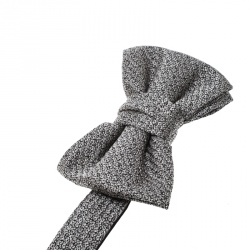 Yves Saint Laurent Grey and Black Textured Silk Jacquard Bow Tie
