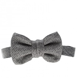 Yves Saint Laurent Grey and Black Textured Silk Jacquard Bow Tie