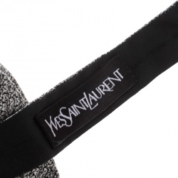 Yves Saint Laurent Grey and Black Textured Silk Jacquard Bow Tie