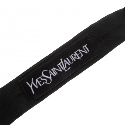 Pre Owned Yves Saint Laurent Black Lurex Striped Silk Bow Tie