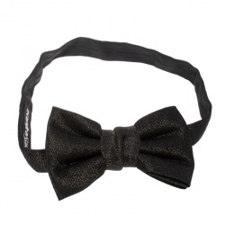 Yves Saint Laurent Black Textured Metallic Jacquard Bow Tie