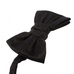 Yves Saint Laurent Black Textured Metallic Jacquard Bow Tie