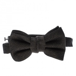 Yves Saint Laurent Black Textured Metallic Jacquard Bow Tie