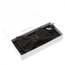 Yves Saint Laurent Black Textured Metallic Jacquard Bow Tie