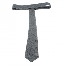 Yves Saint Laurent Black Textured Silk Jacquard Tie