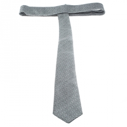 Yves Saint Laurent Grey Textured Silk Jacquard Tie