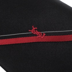 Pre Owned Yves Saint Laurent Vintage Black and Red Diagonal Striped Silk Tie