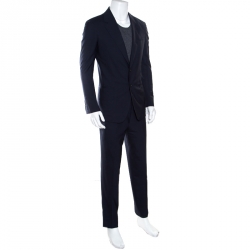 Yves Saint Laurent Navy Blue Wool Tailored Suit M