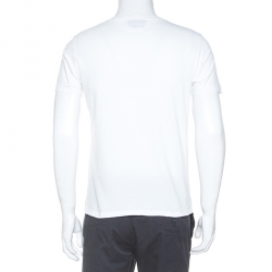 Pre Owned Yves Saint Laurent White Logo Print Cotton T-Shirt M