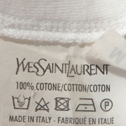 Pre Owned Yves Saint Laurent White Logo Print Cotton T-Shirt M