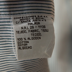 Pre Owned Yves Saint Laurent Green Striped Cotton Short Sleeve Shirt XL