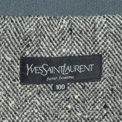 Yves Saint Laurent Vintage Grey Herringbone Wool Coat XL